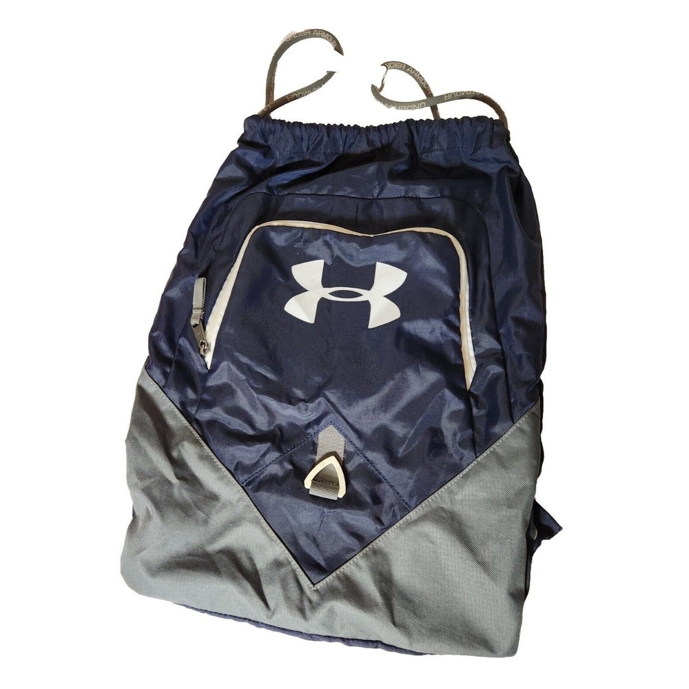 Under Armour Backpack Undeniable SackPack Drawstring Navy Blue/Gray 19" Zips‎ UA